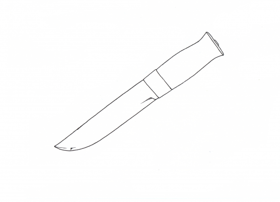 Tegning av en samekniv.