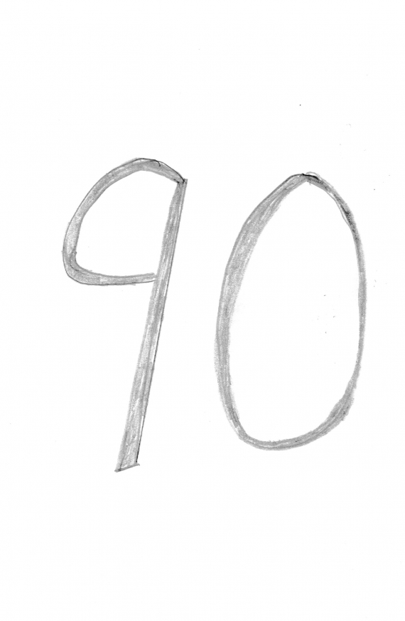 Tegning av tallet nitti.
