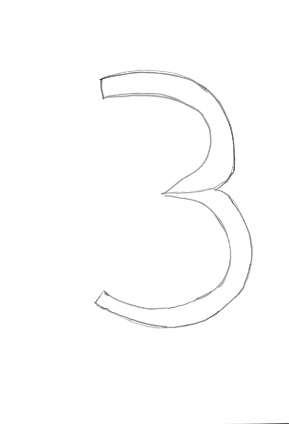 Tegning av tallet tre.