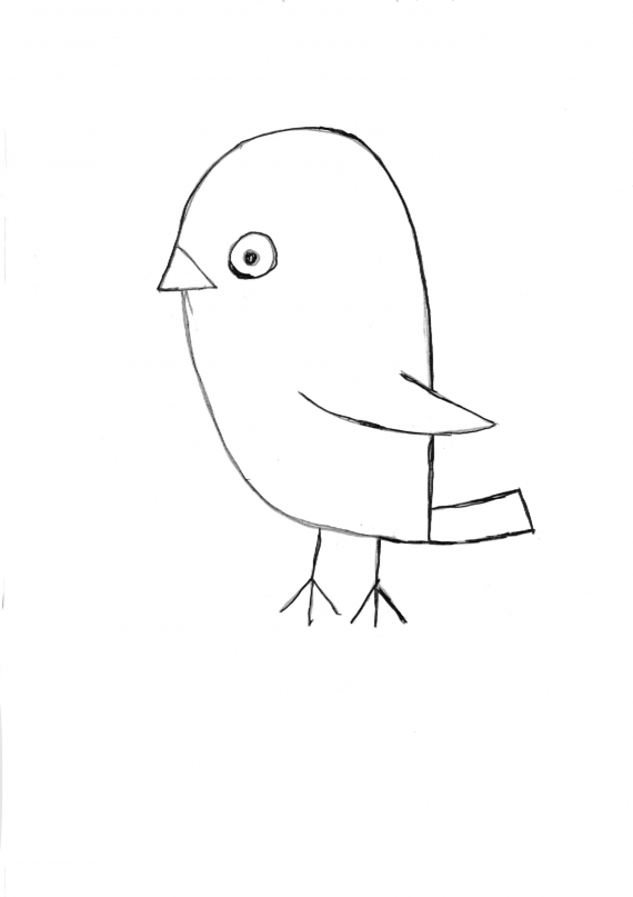 Tegning av en fugl.