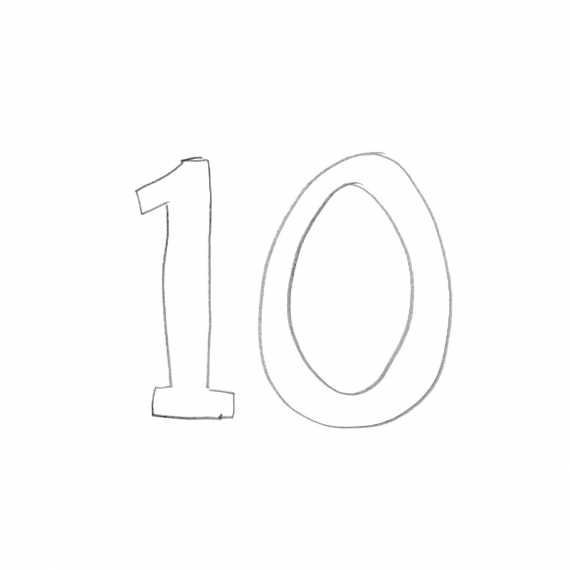 Tegning av tallet ti.