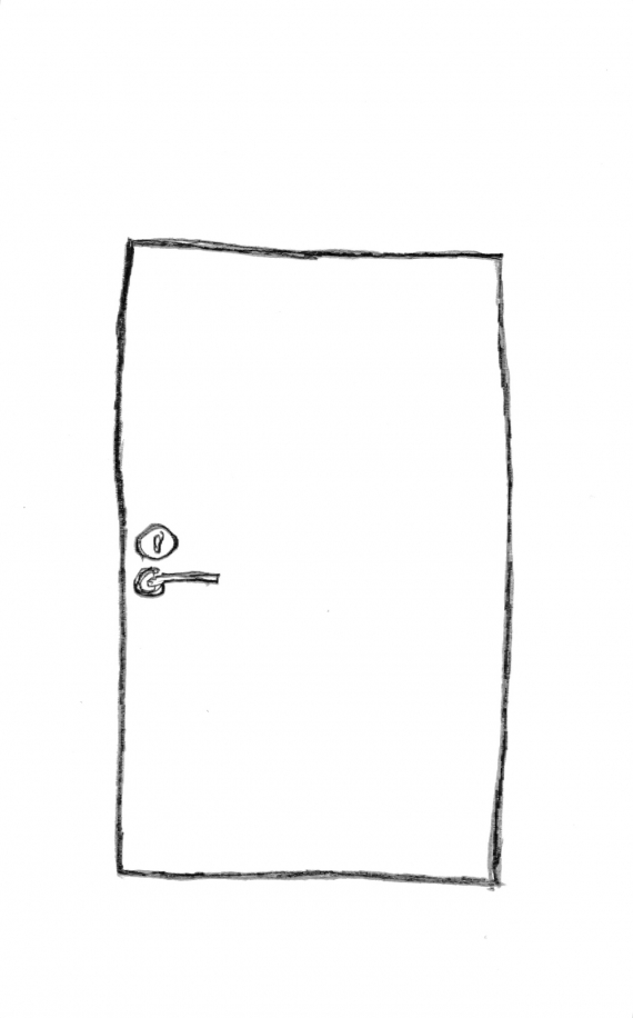 Tegning av en dør.