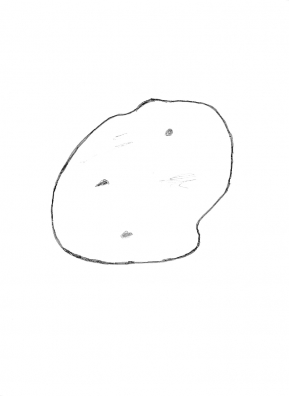 Tegning av en potet.