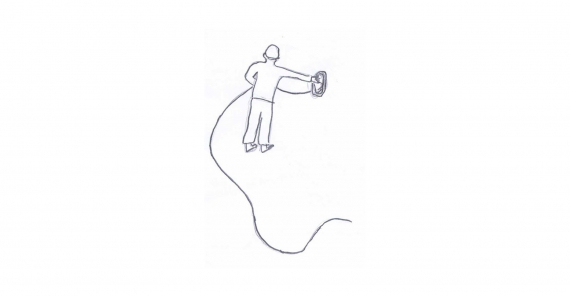 Tegning av en mann som kaster lasso.