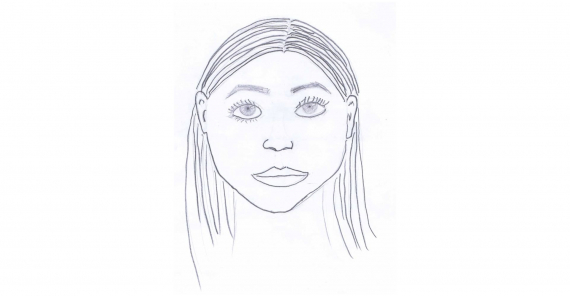 Tegning av ansiktet til en jente.