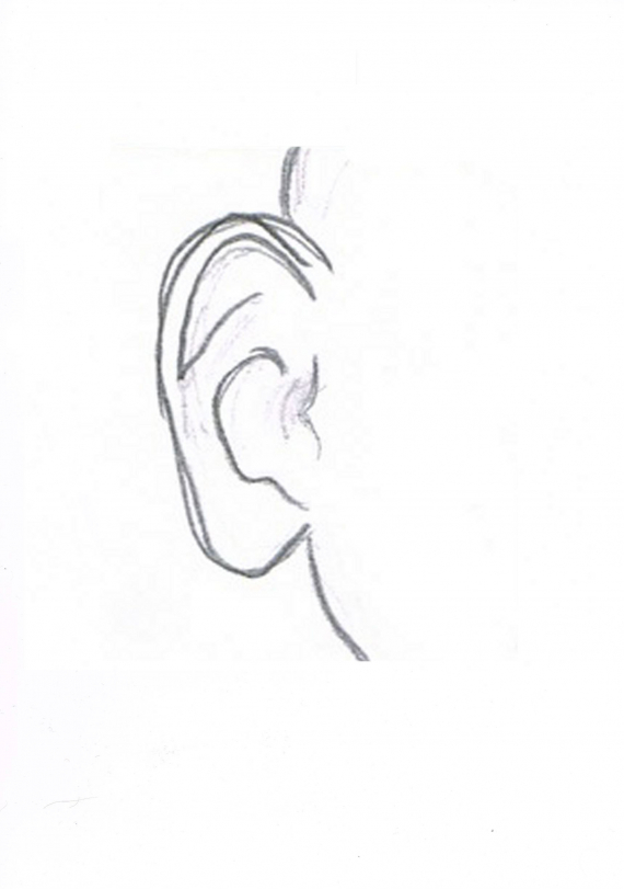 Tegning av et øre.