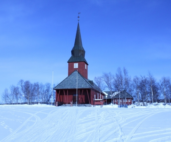 Foto av Kautokeino kirke.