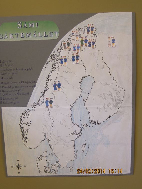 Kart med oversikt over de forskjellige samiske koftene.