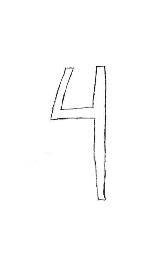 Tegning av tallet fire.