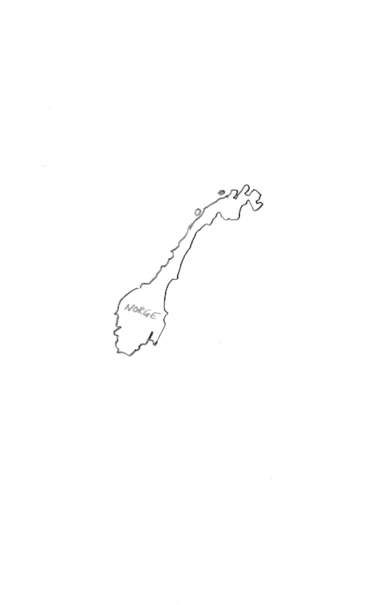 Tegning av landet Norge.