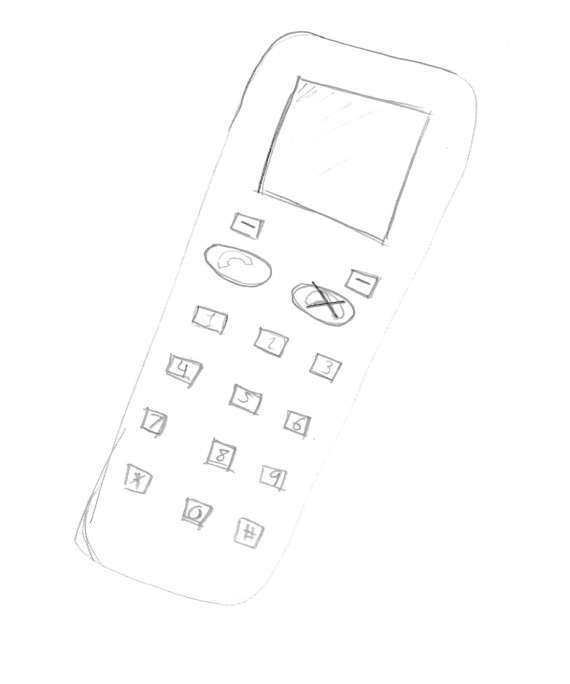 Tegning av en mobiltelefon.