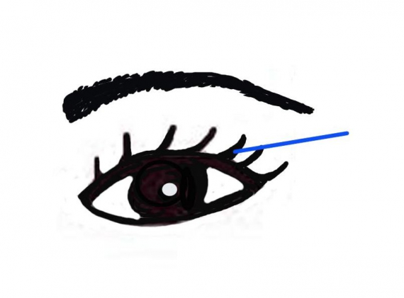 Tegning av øyet med fokus på øyevippene.