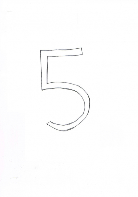 Tegning av tallet fem.