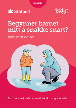 Forside av brosjyre med bilde av et barn og en voksen.