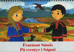 Bokomslag med tittelen På eventyr i Sapmi, med bilde av to barn i kofter som er ute i naturen.