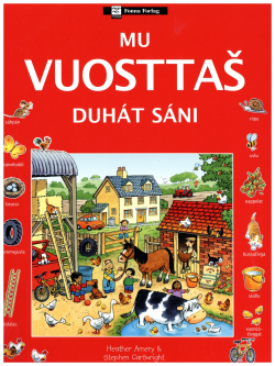 Omslag av boka Mu vuosttaš duhtát sáni, som er en bildeordbok for barn.