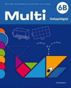 Omslag av boka Mulit 6b elevboka, med matematiske illustrasjoner.