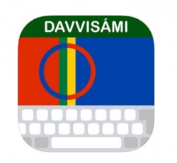 Appens logo har bilde av samisk flagg og tastatus.